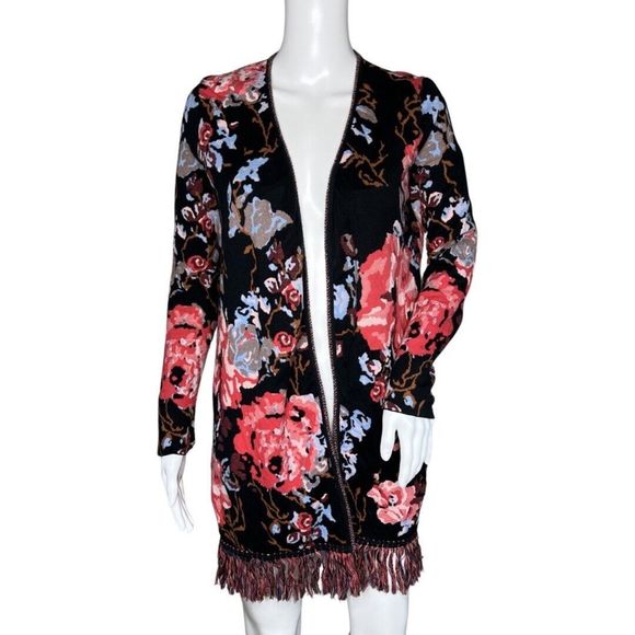 INC International Concepts Sweaters - INC International Concepts Sweater Women Large Black Pink Floral Cardigan Boho